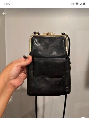 Vintage Rolfs Kisslock Leather Crossbody